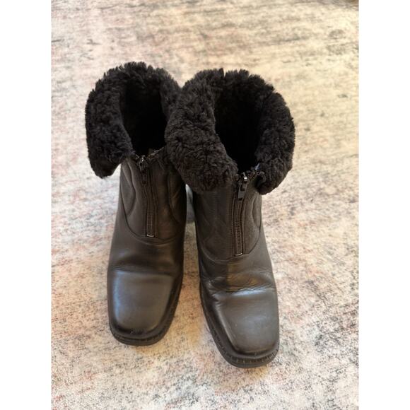 La Canadienne Kosmo Boots Women's 8.5 Black Leather Shearling Lined Winter - Picture 7 of 8